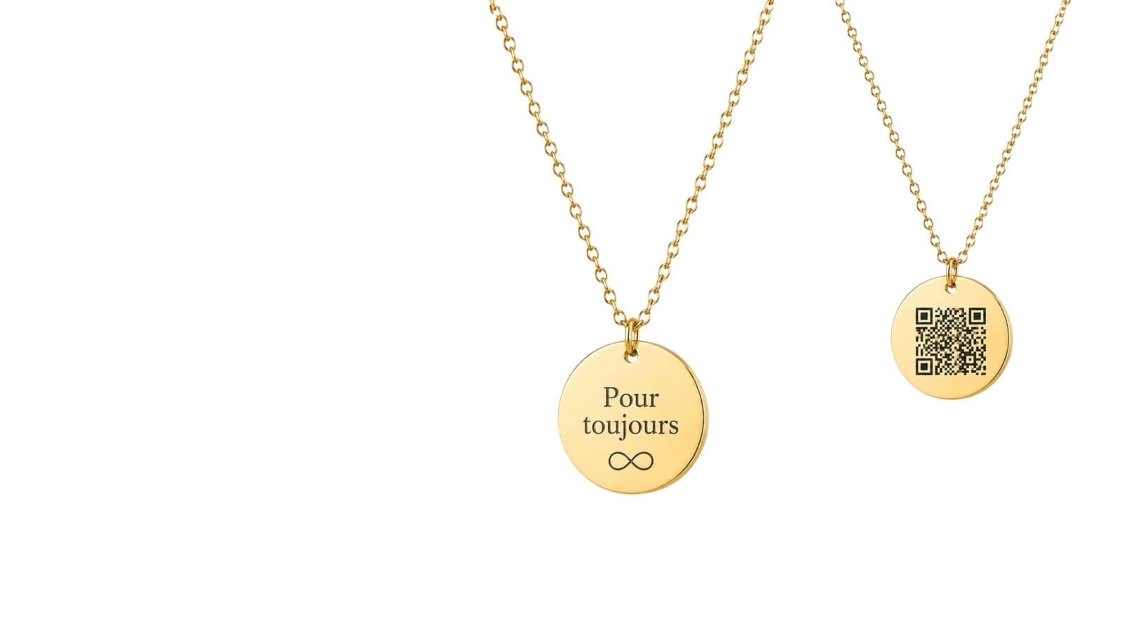 Pendentif or Plamidi gravé recto-verso avec QR code